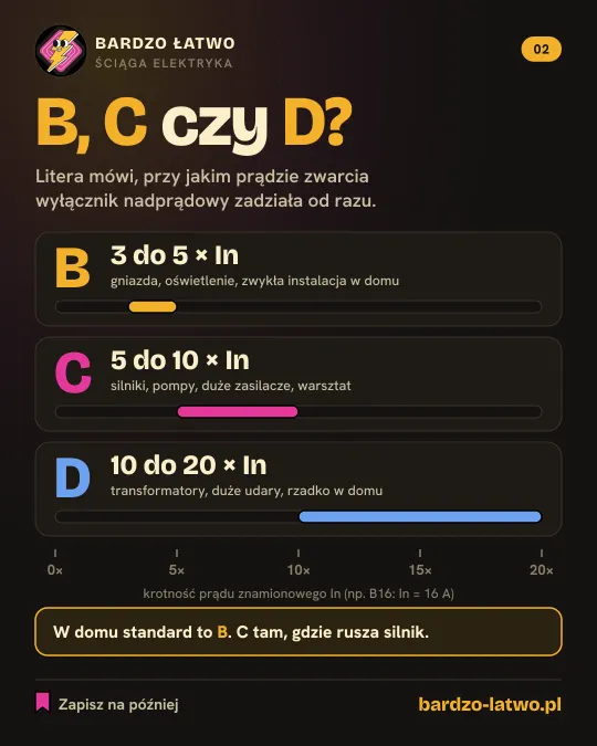 Ściąga: B, C czy D na wyłączniku nadprądowym