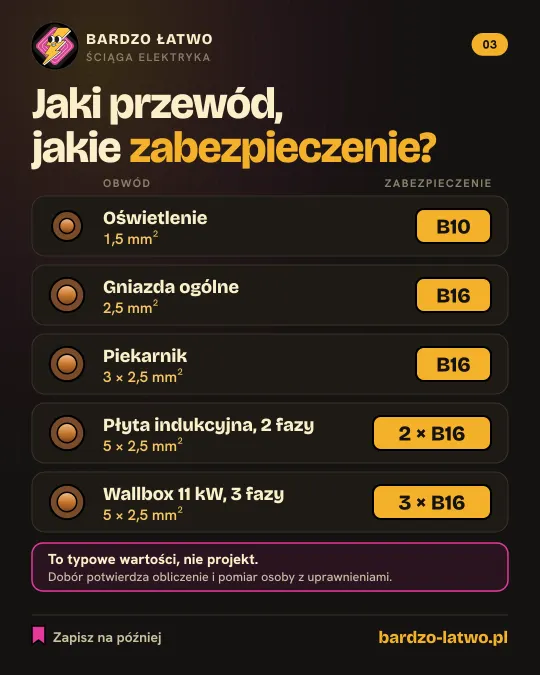 Ściąga: Jaki przewód, jakie zabezpieczenie