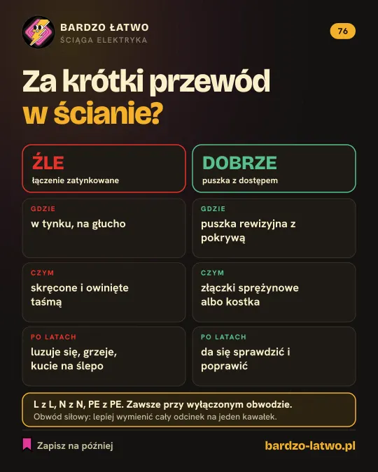 Ściąga: Za krótki przewód w ścianie: jak przedłużyć